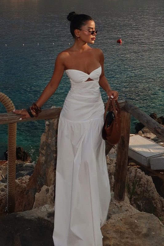 Sexy Hollow Strapless Maxi Dress