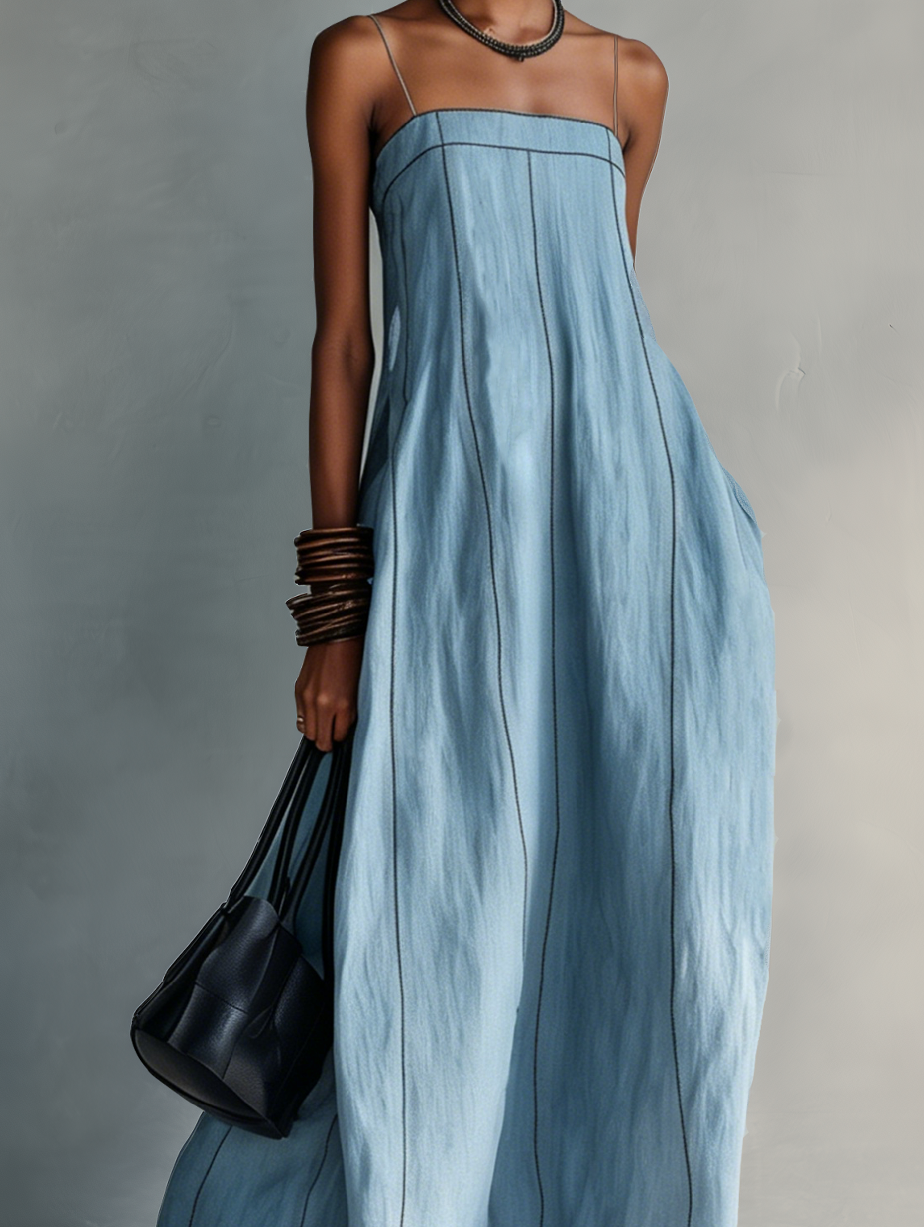 Blue Cold-Shoulder Maxi Dress