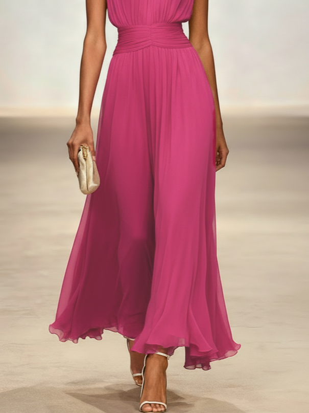 Sleeveless Ruched Maxi Dress