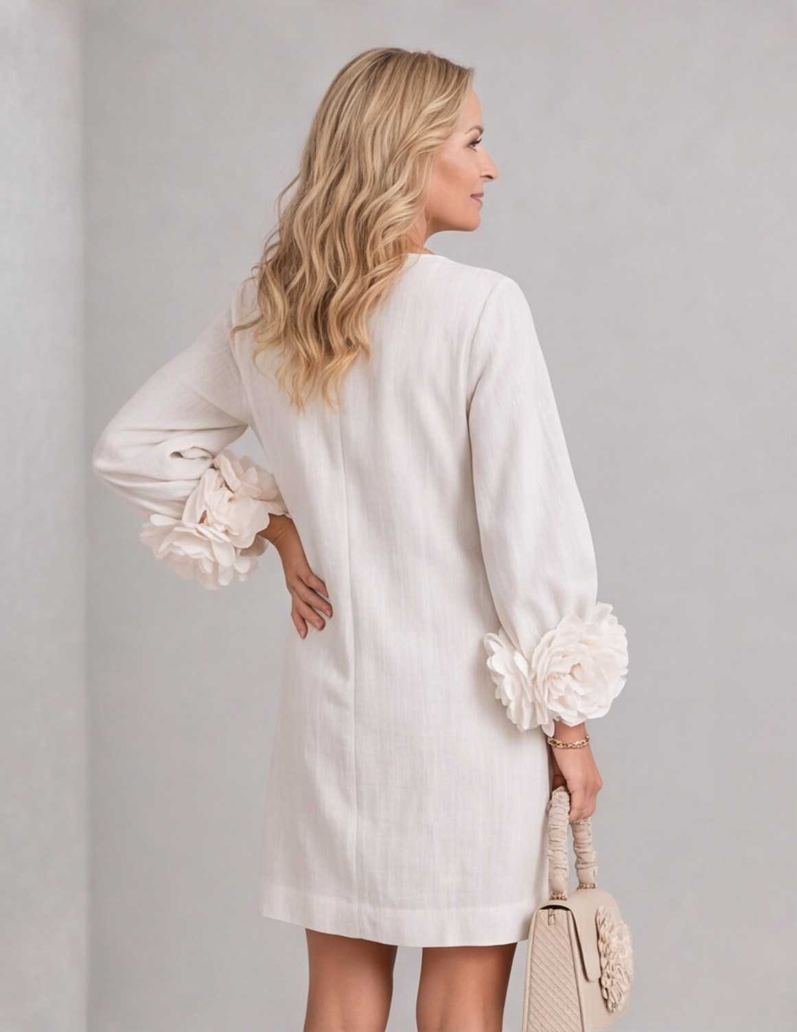 Rosalia Floral-Cuff Button Mini Dress