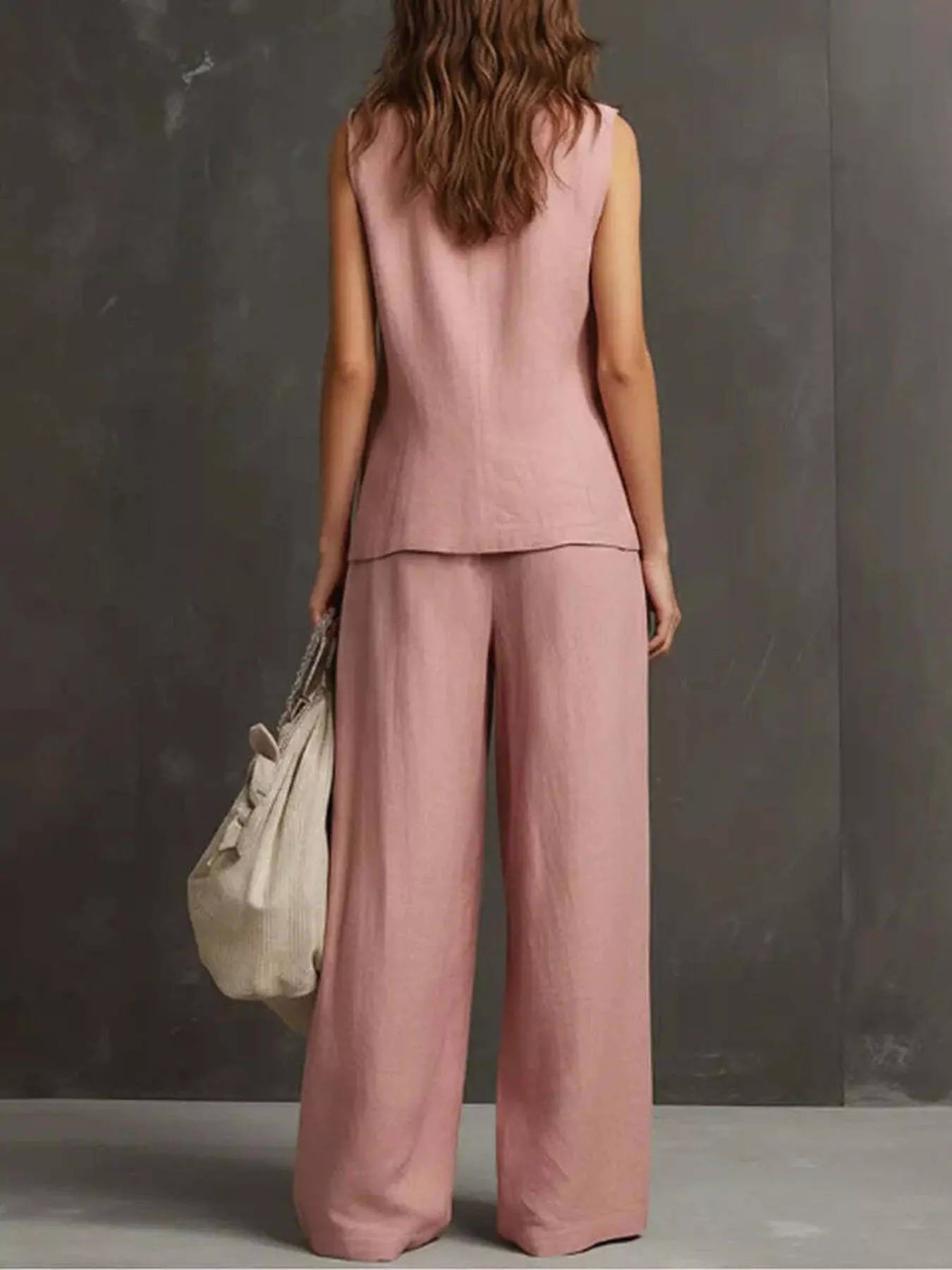 Sleeveless Vest Wide-Leg Pants Set