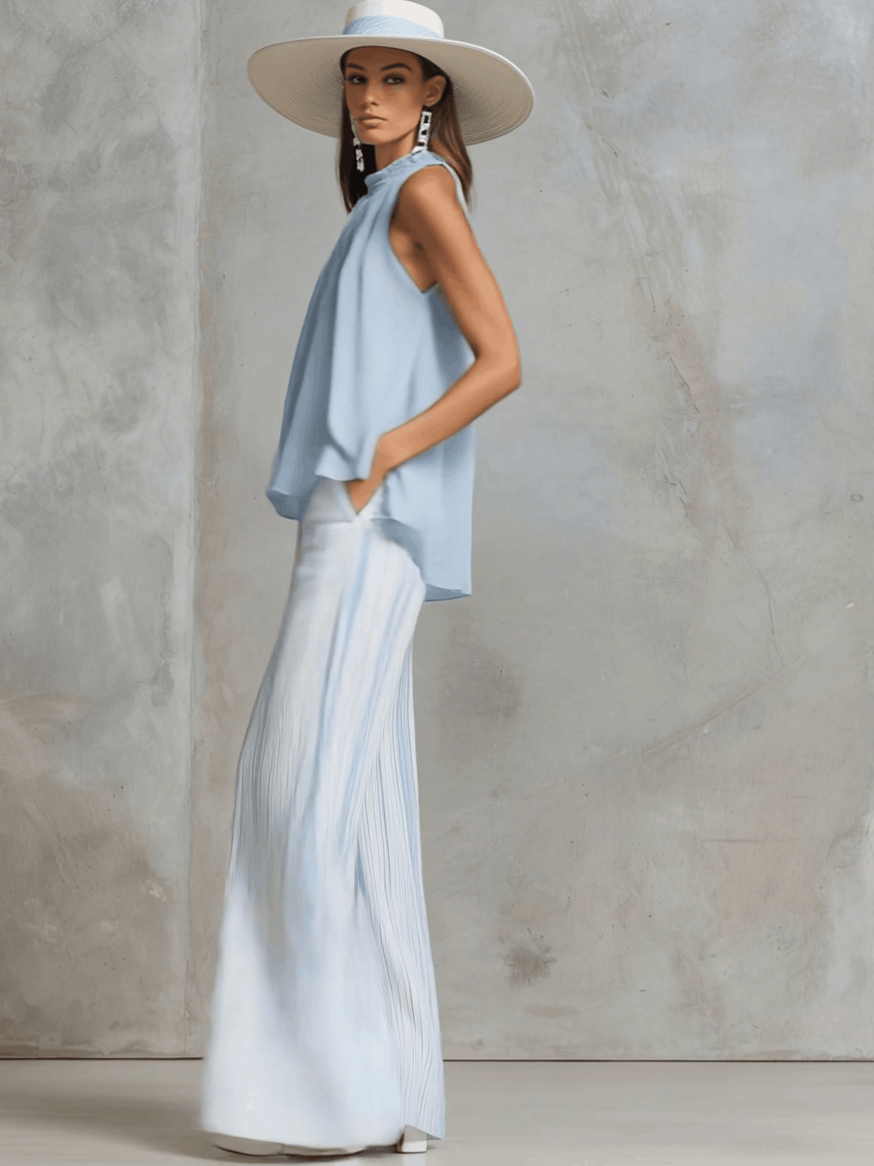 Coastal Blue Chiffon Pants Set