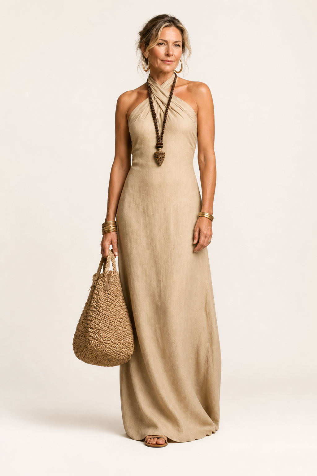 Azura | Halter Cross Neck Maxi Dress