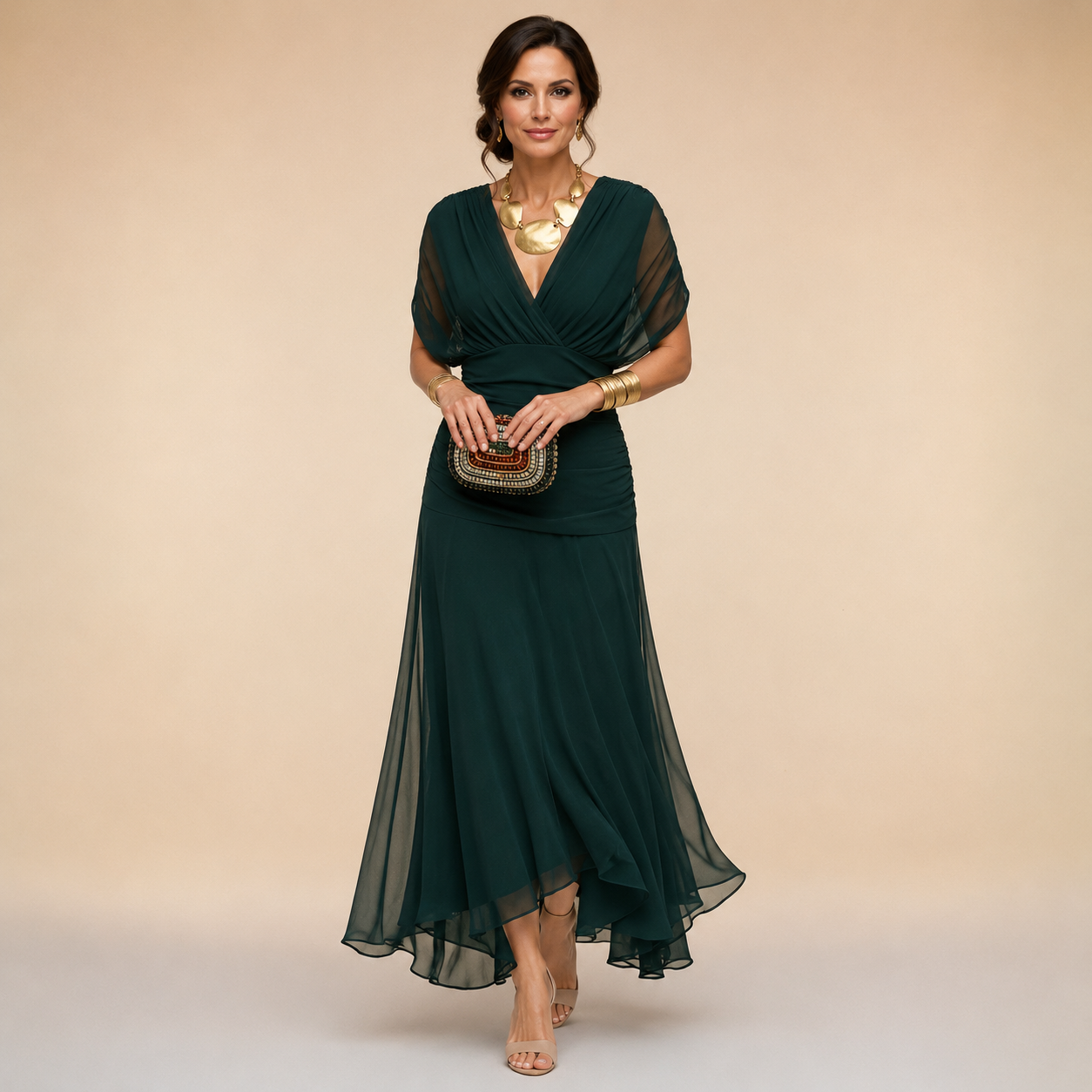 Emma Draped Evening Dress