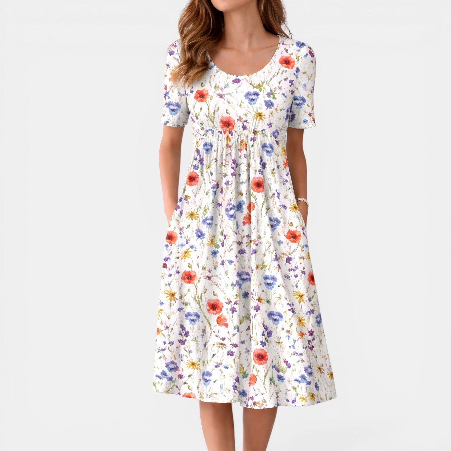 Short Sleeve Midi Dress