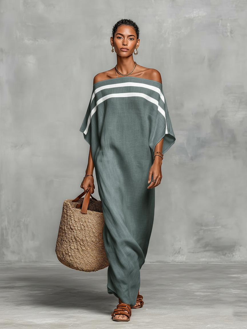 Santorini Resort Off-shoulder Maxi Dress