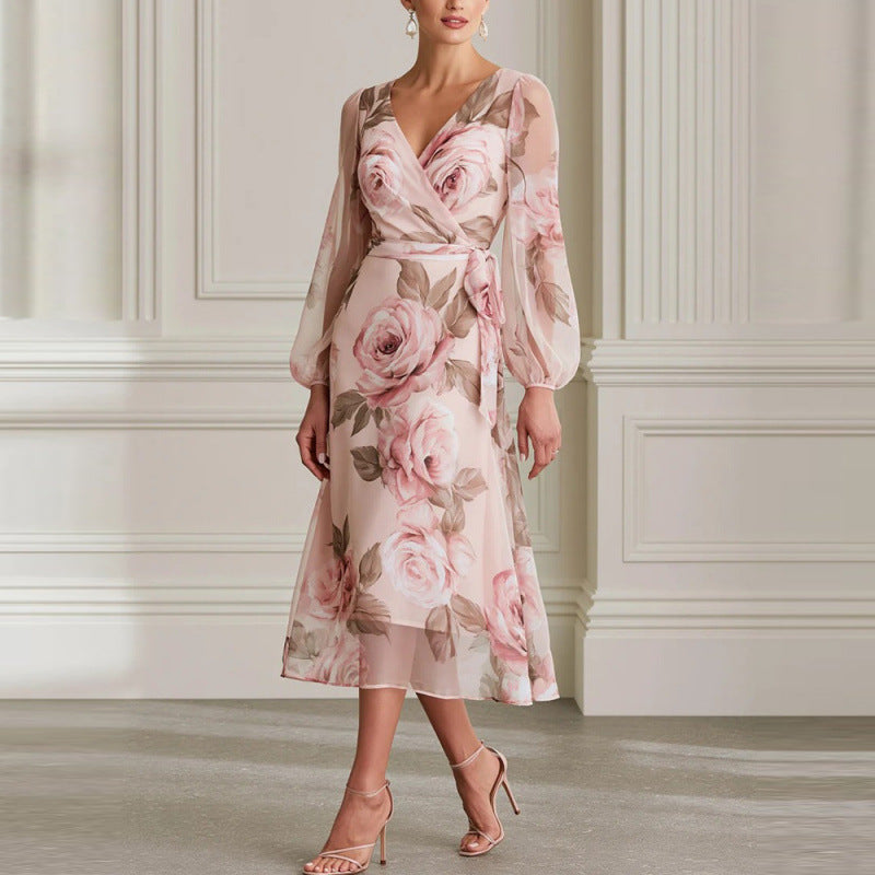 Pink Floral Midi Dress