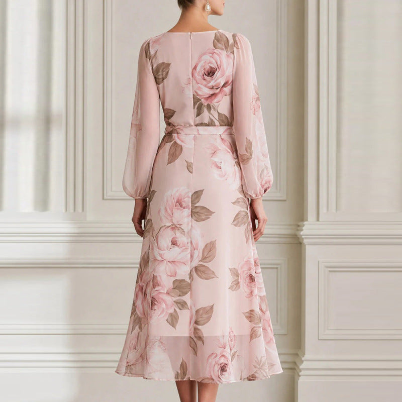 Pink Floral Midi Dress