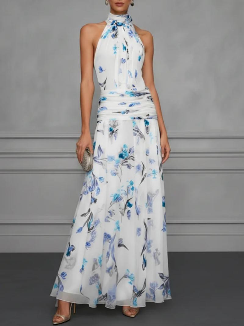 Ruched Waist Floral Maxi Dress