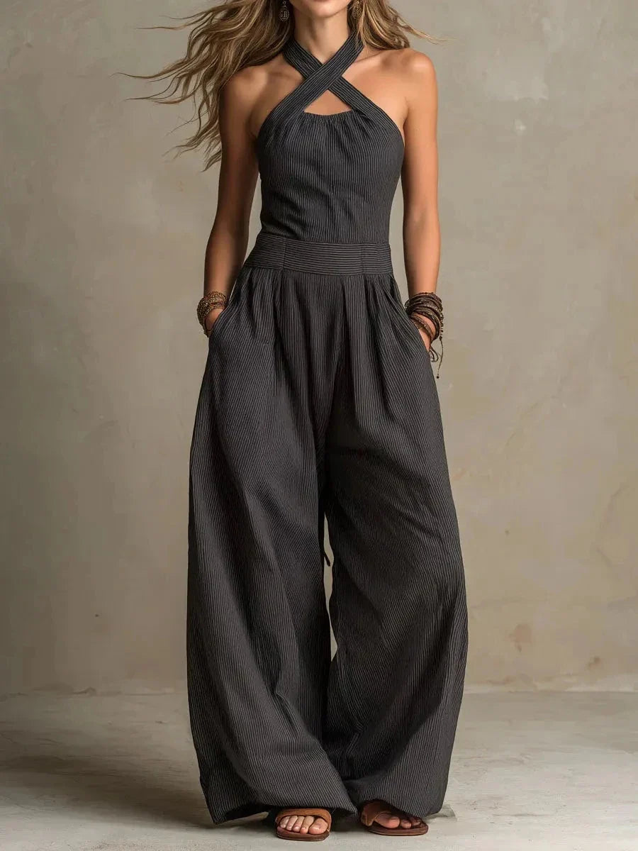 Sabrina Halter Wide Leg Jumpsuit