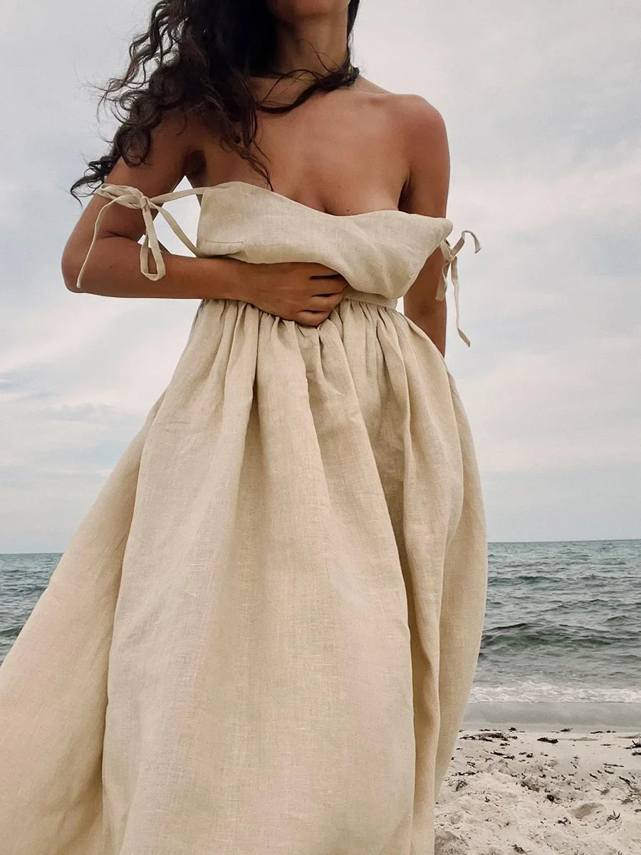 Low-back Cotton Maxi Dress