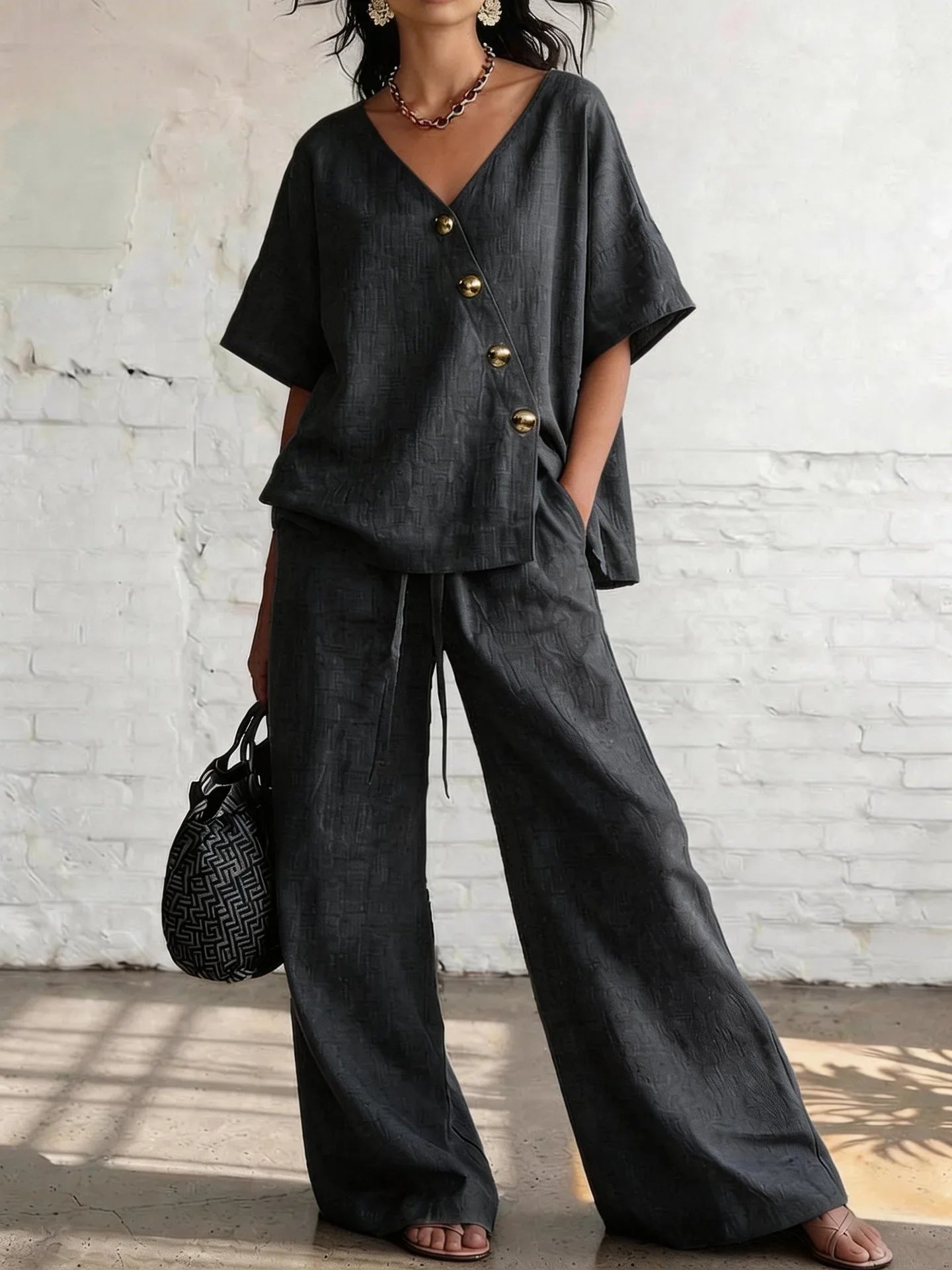 Wynonna Relaxed Wide Leg Pants Set