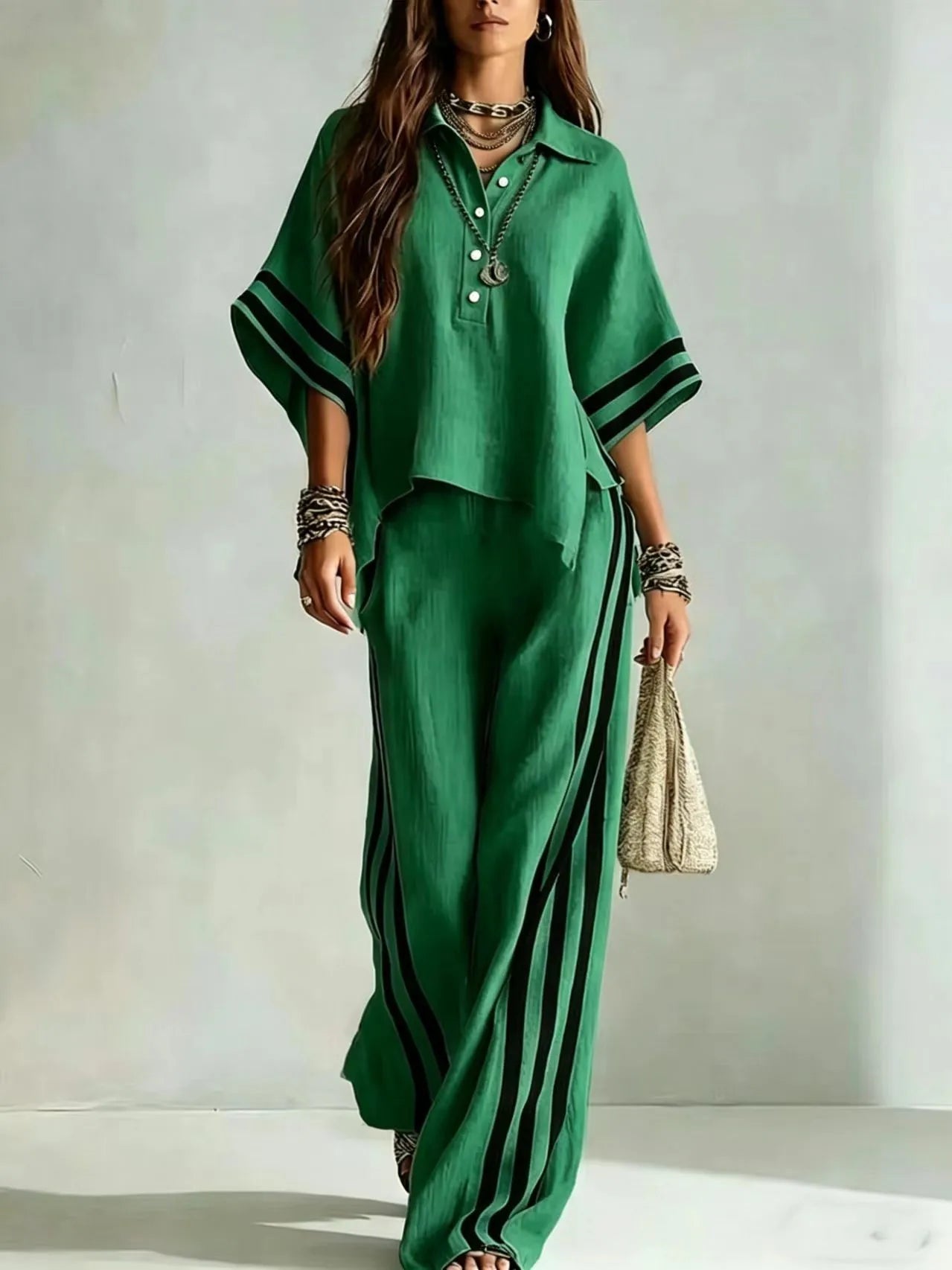 Marlena Striped Wide Leg Pants Set
