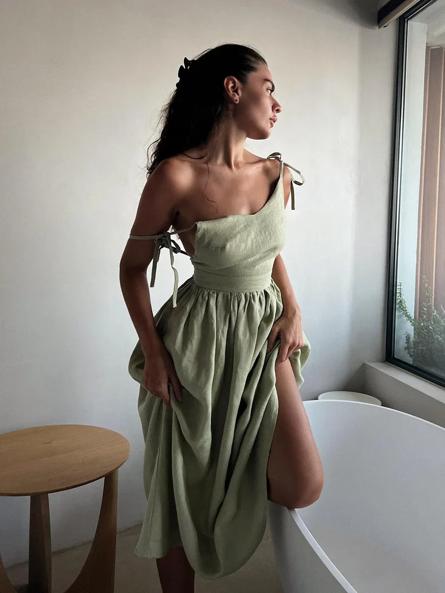 Low-back Cotton Maxi Dress