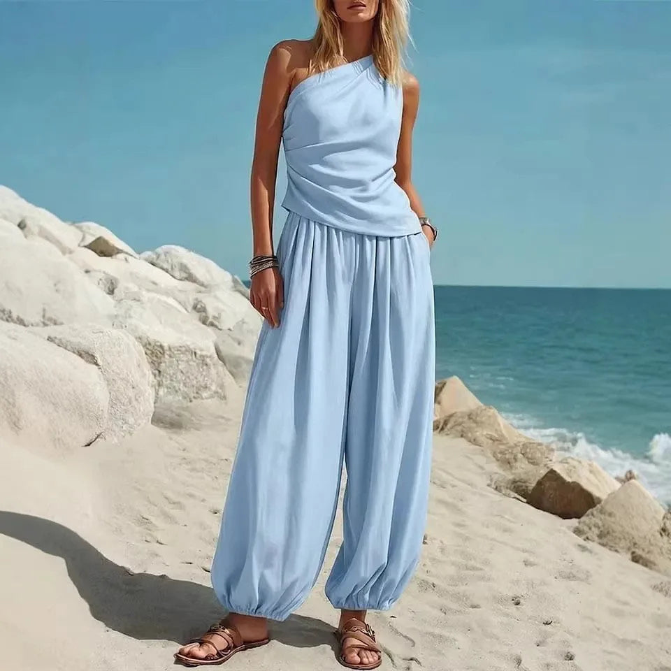 Lacey One Shoulder Pants Set