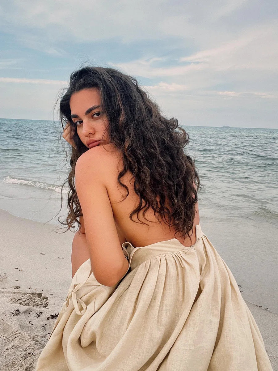 Low-back Cotton Maxi Dress