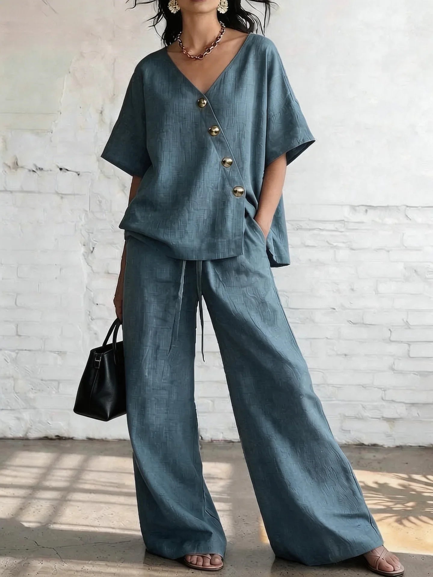 Wynonna Relaxed Wide Leg Pants Set
