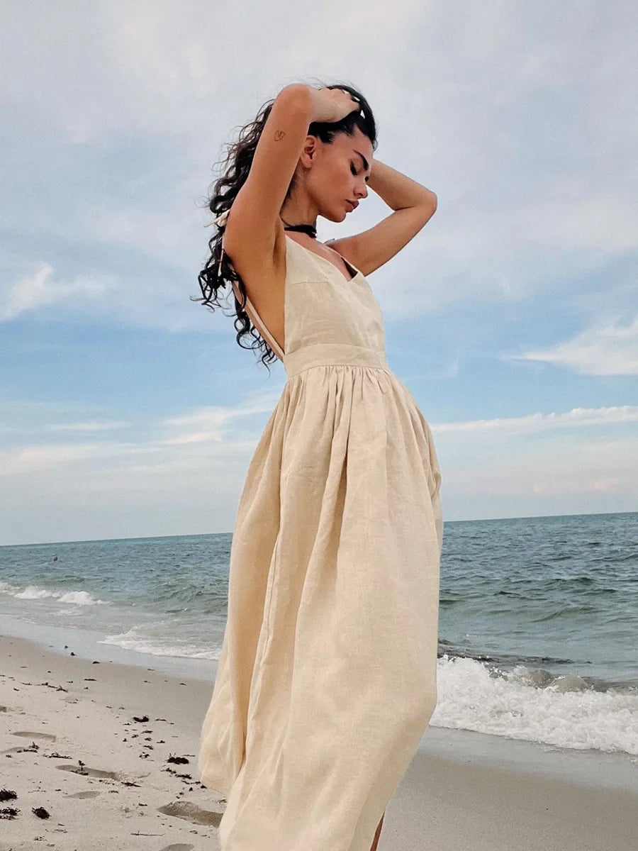 Low-back Cotton Maxi Dress