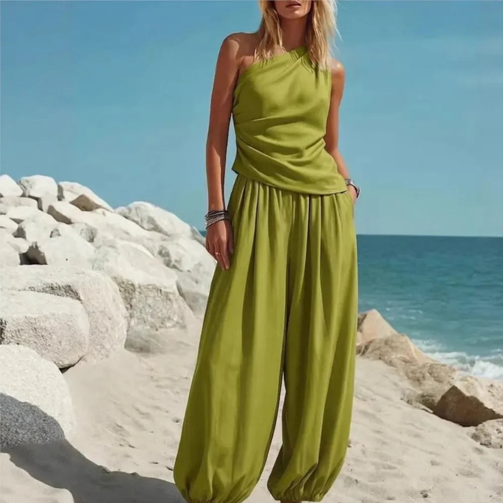Lacey One Shoulder Pants Set
