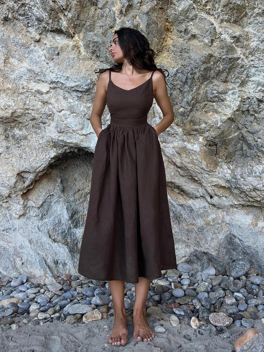Low-back Cotton Maxi Dress