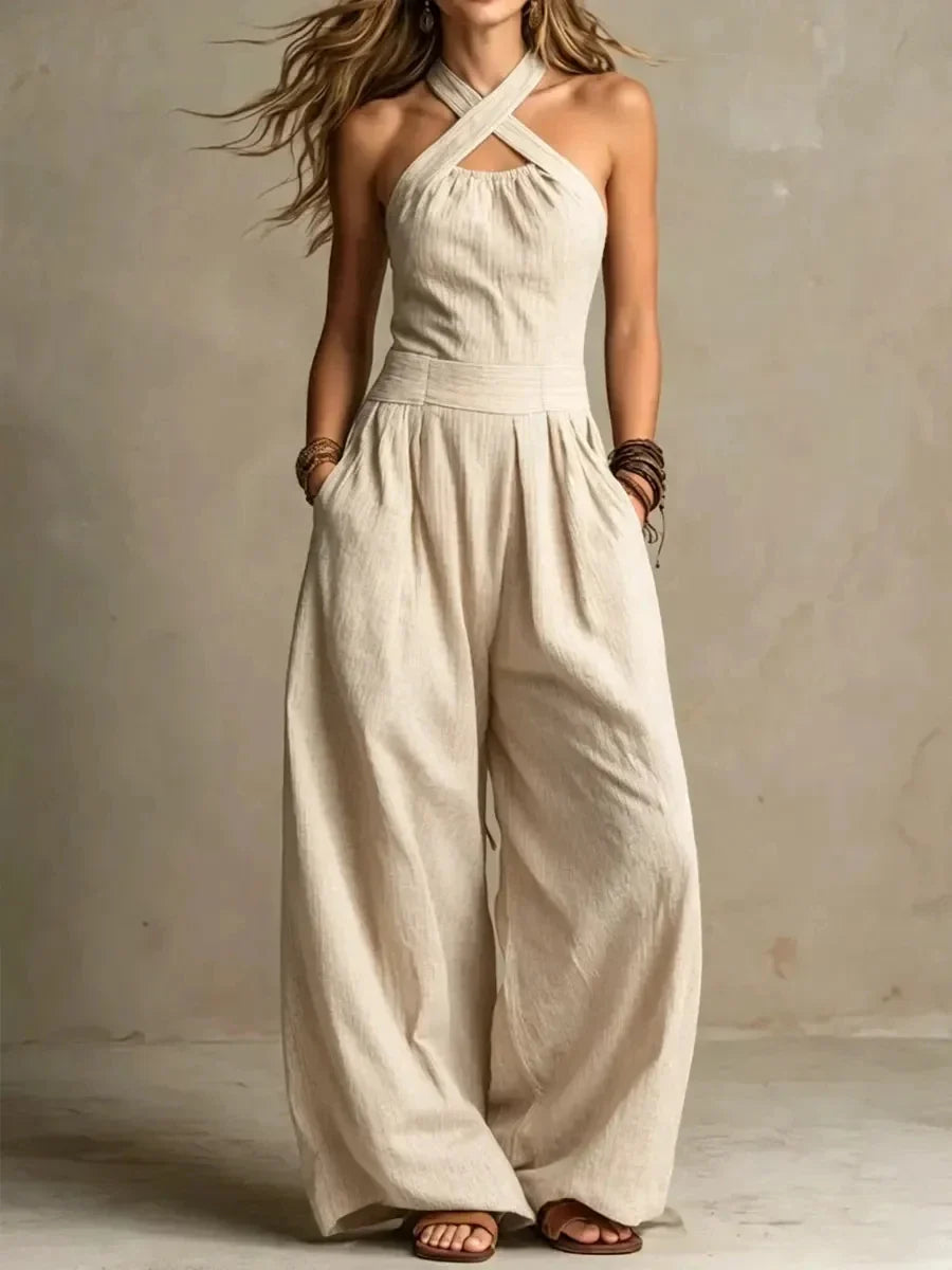 Sabrina Halter Wide Leg Jumpsuit