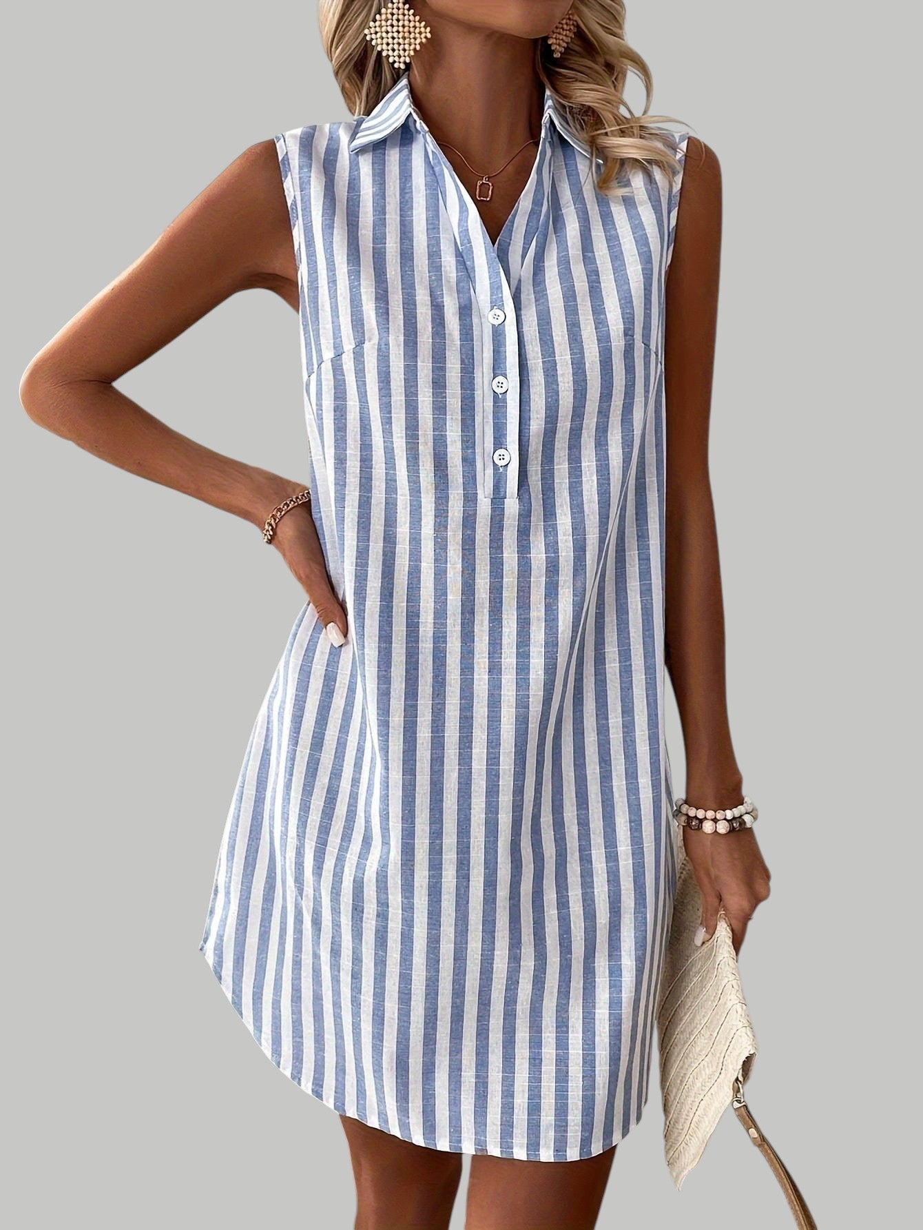 Striped Shirt Midi Dress