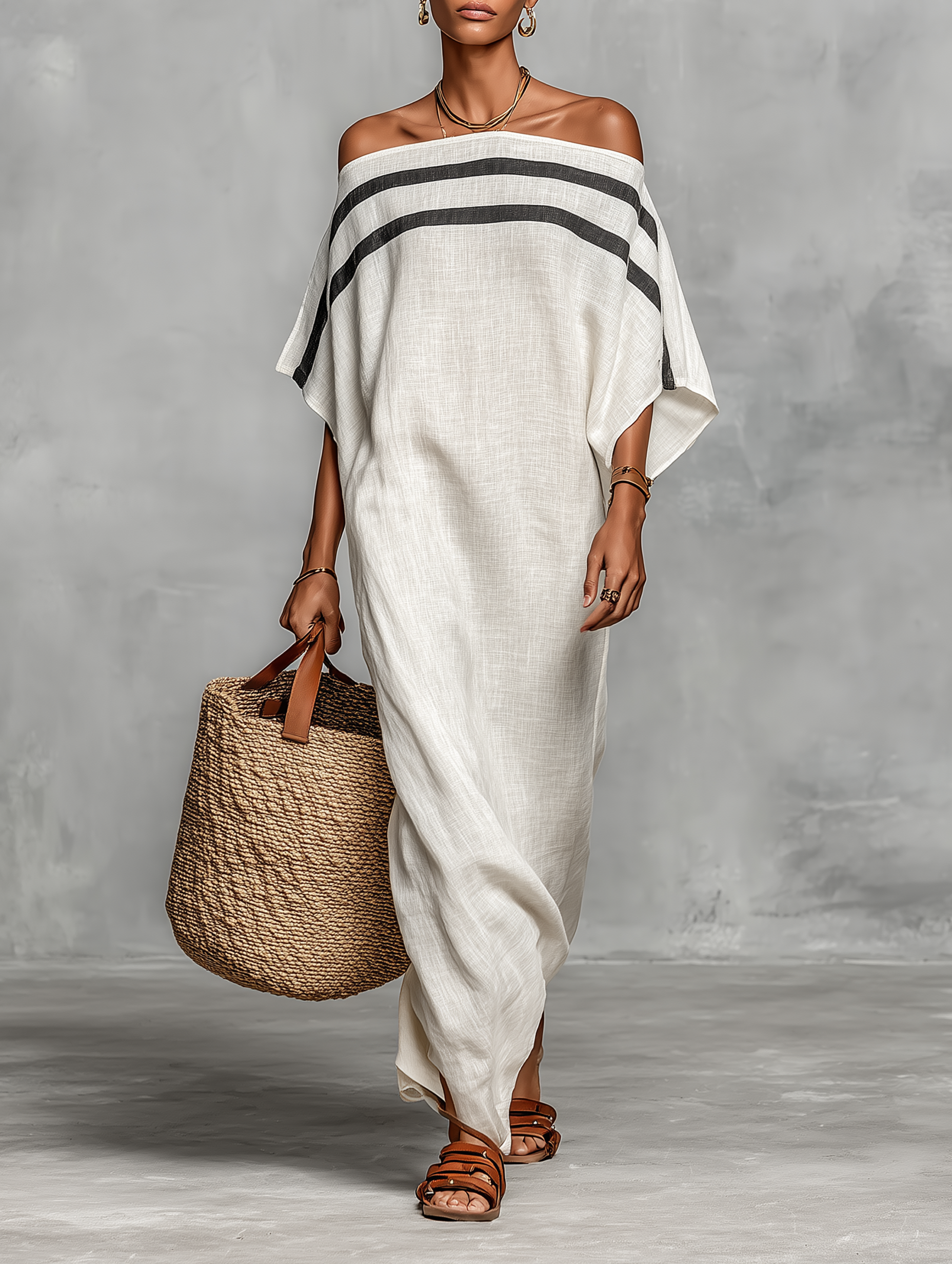 Santorini Resort Off-shoulder Maxi Dress