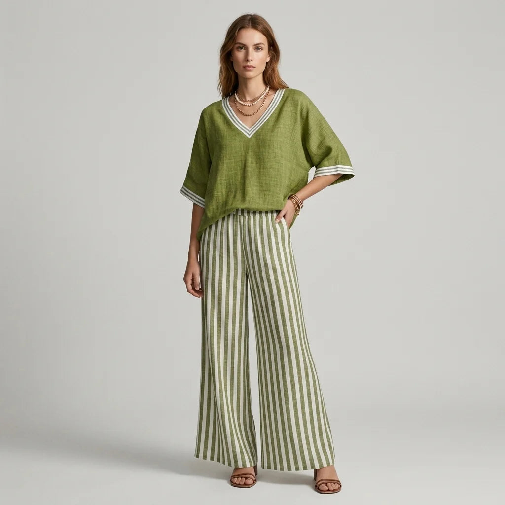 Casual Elegance Striped Pants Set