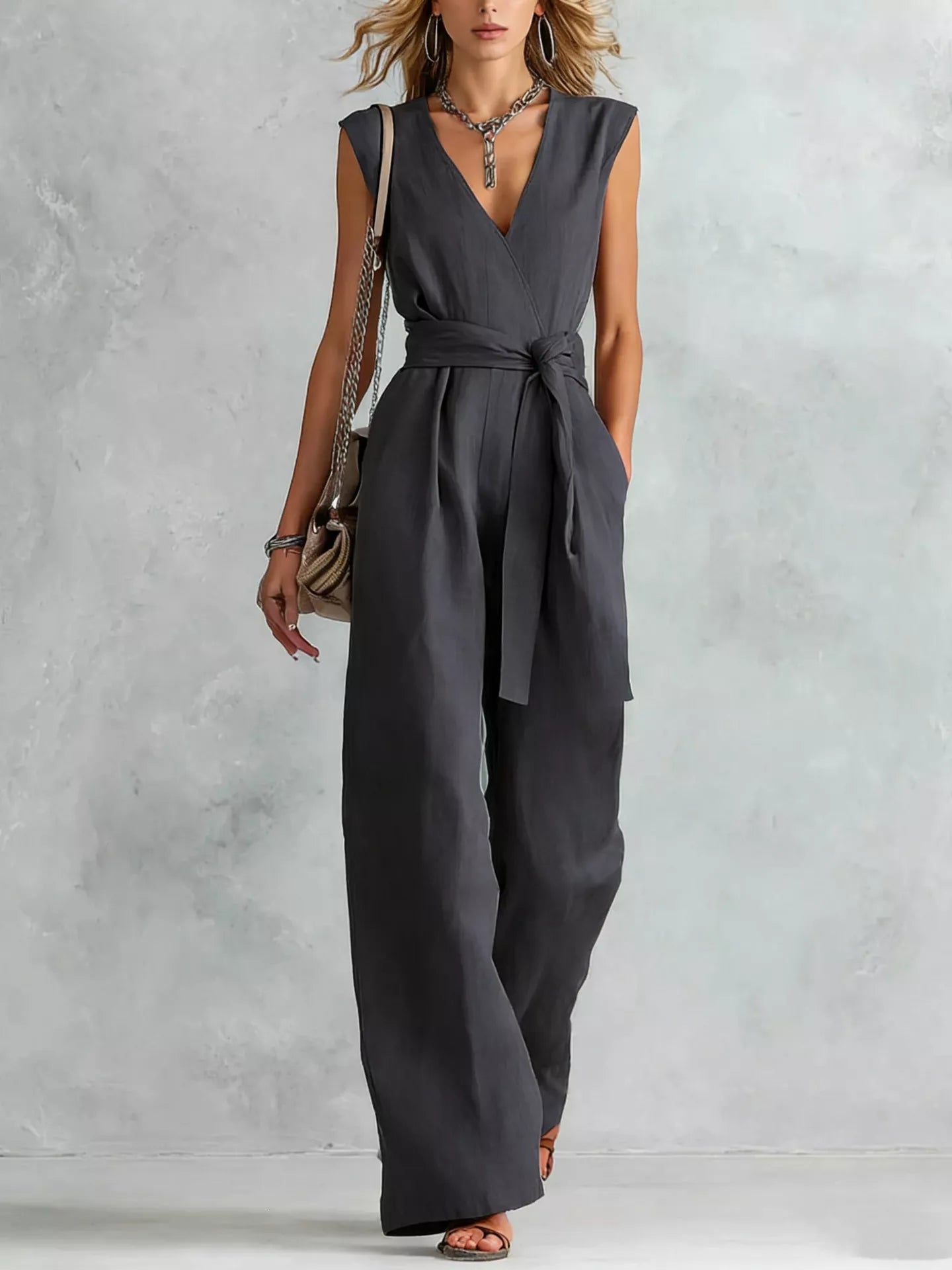 Sleeveless Wide Leg Jumpsuit