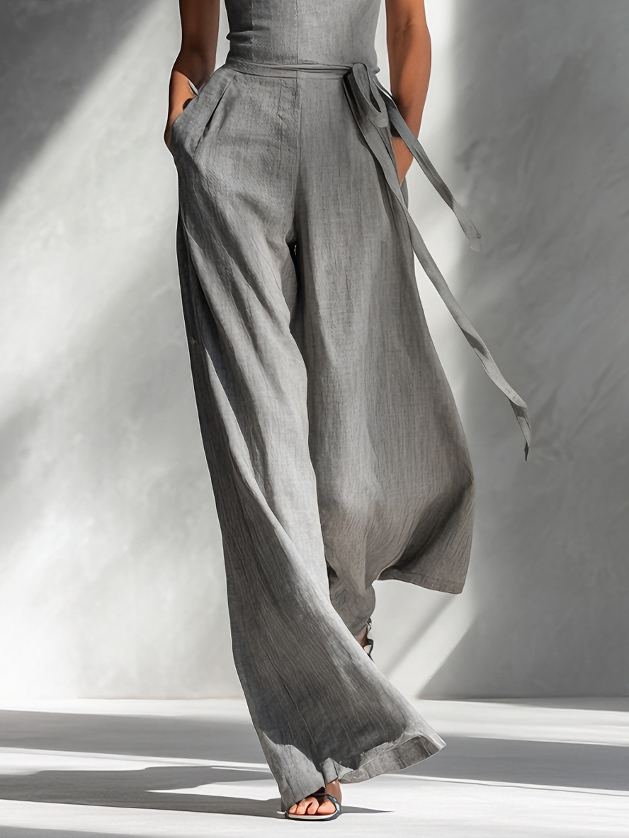 Gray Spaghetti-Strap Jumpsuit
