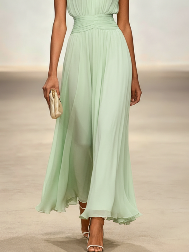 Sleeveless Ruched Maxi Dress
