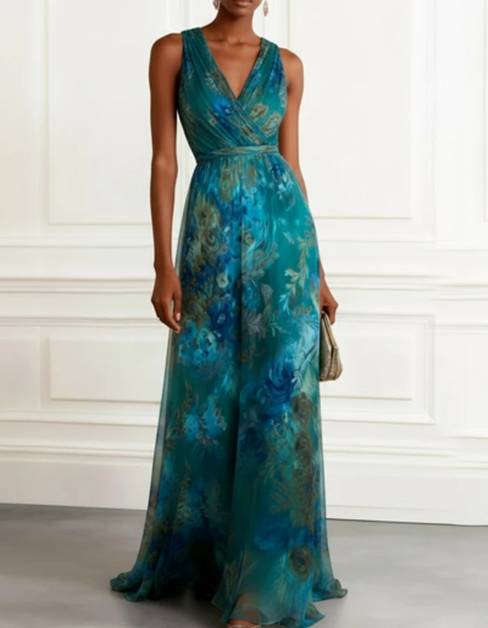 Floral Chiffon Maxi Dress
