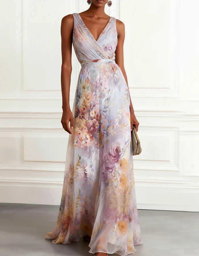 Floral Chiffon Maxi Dress