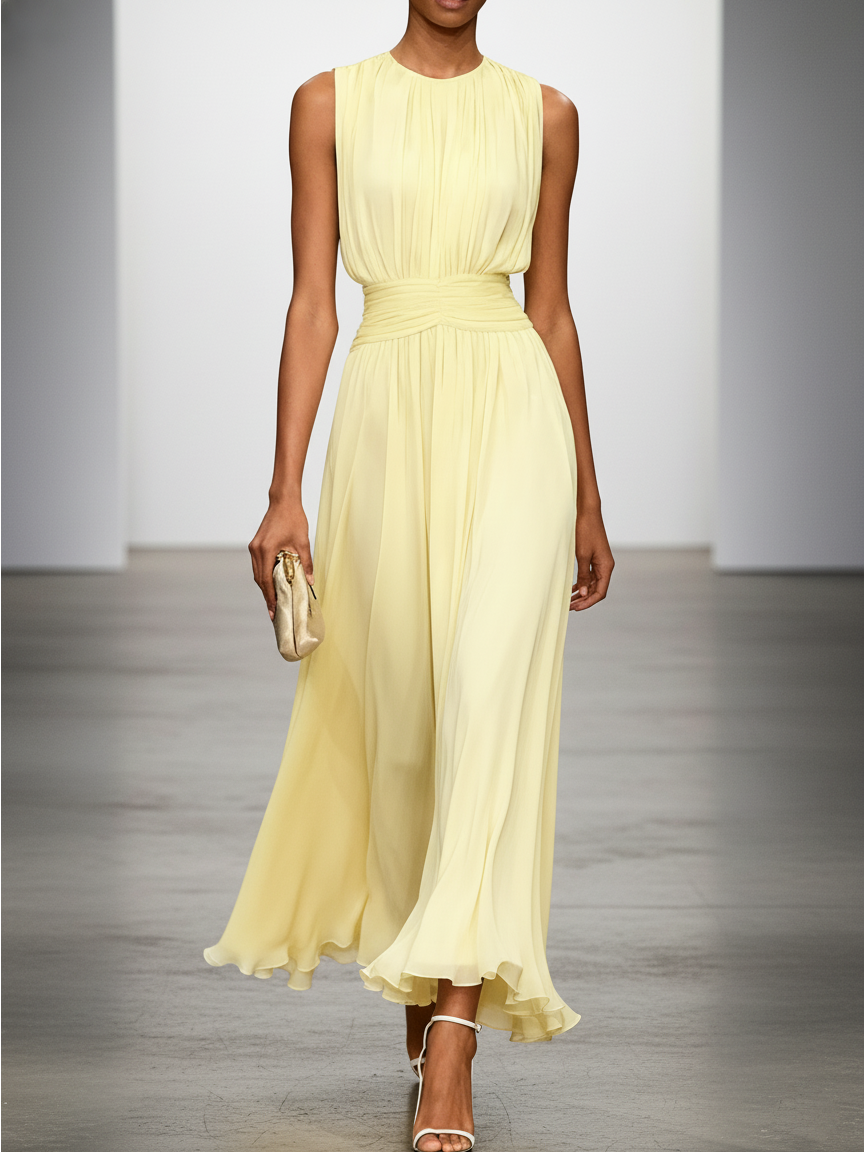 Sleeveless Ruched Maxi Dress