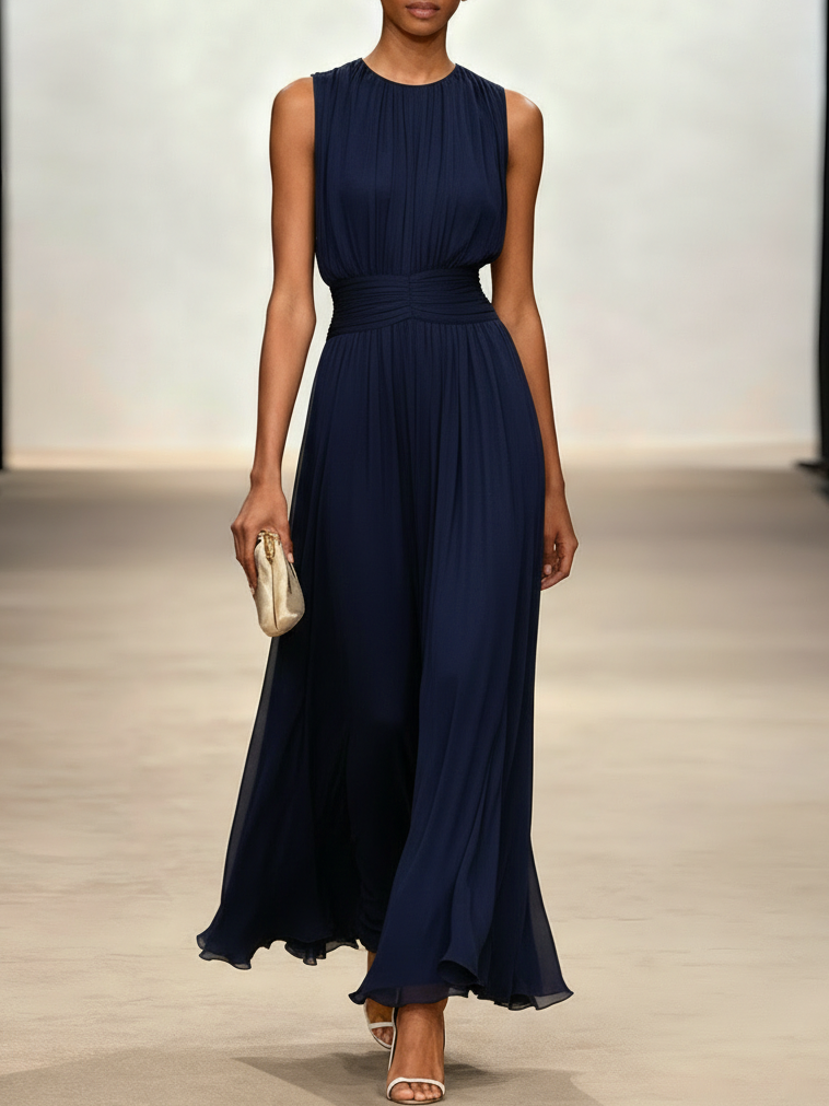 Sleeveless Ruched Maxi Dress
