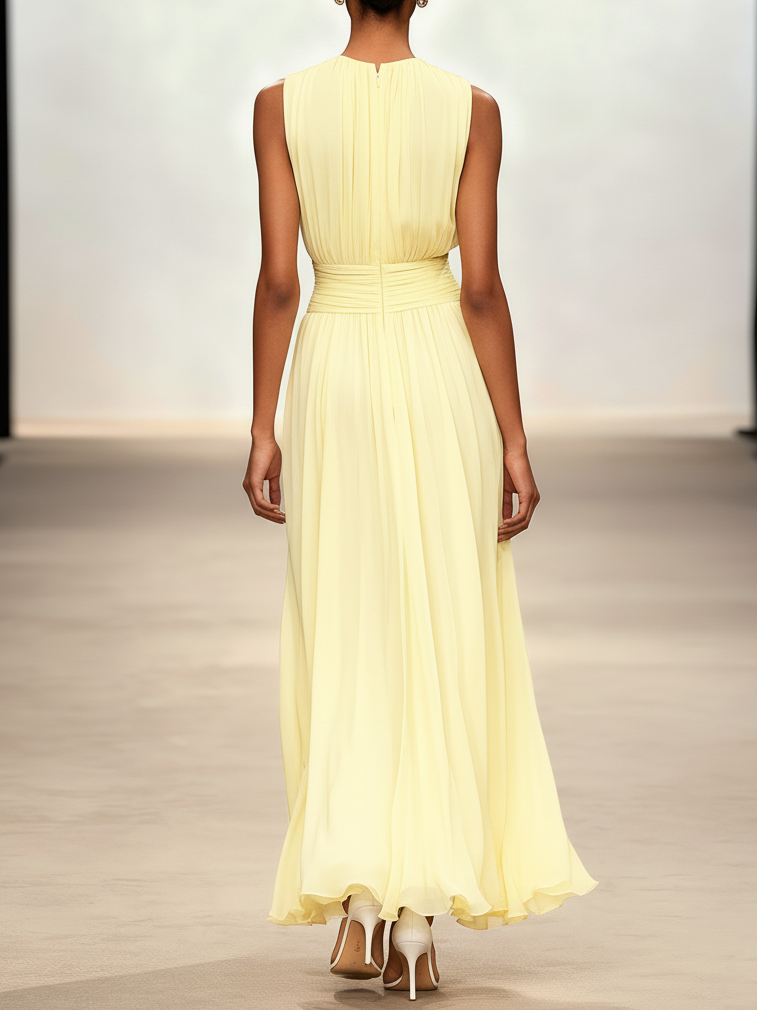 Sleeveless Ruched Maxi Dress