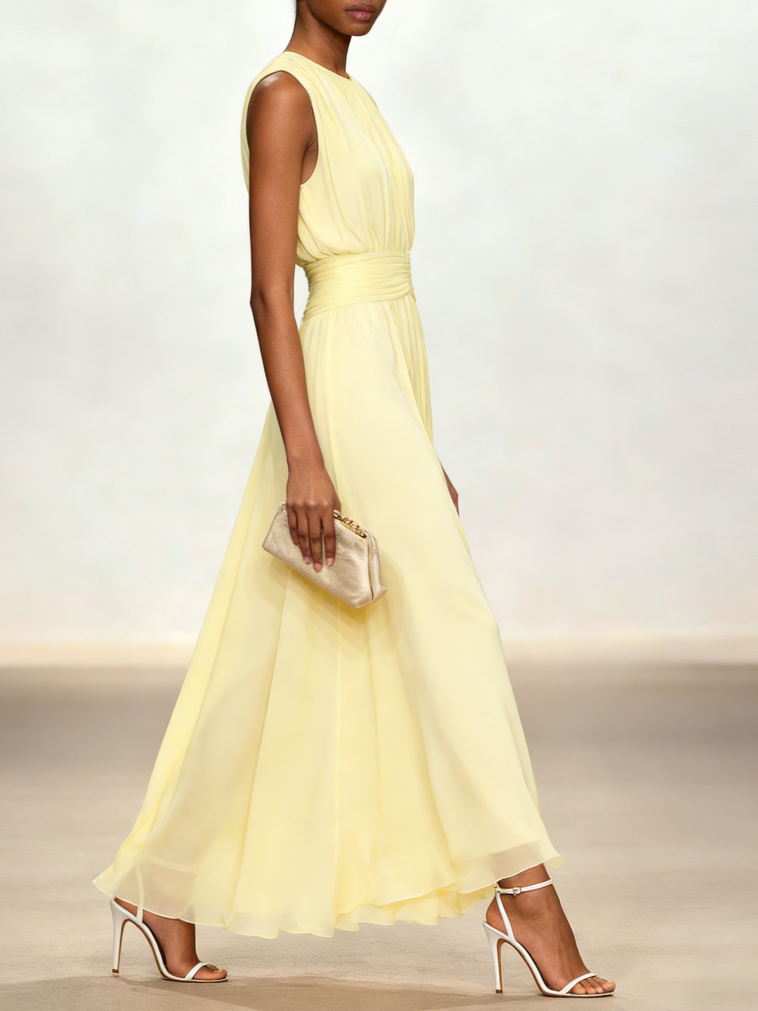 Sleeveless Ruched Maxi Dress
