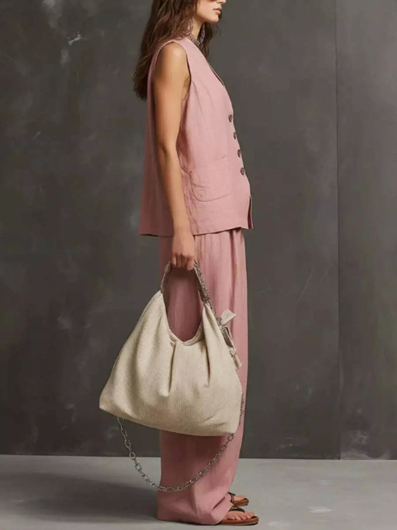 Sleeveless Vest Wide-Leg Pants Set