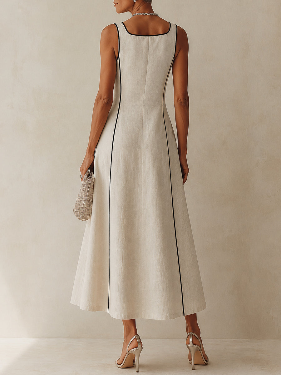 Contrast Maxi Dress with Pockets