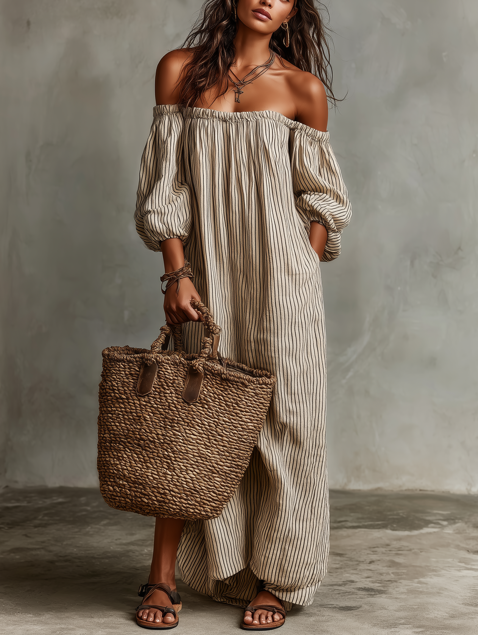 Breezy Off-Shoulder Maxi Dress