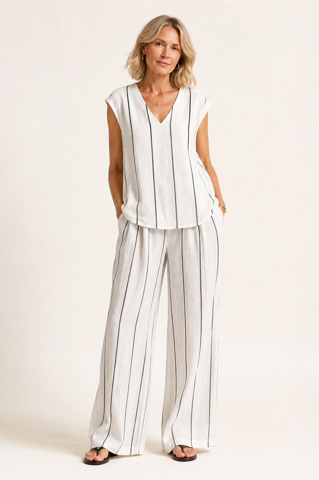 Amelia Striped Summer Pants Set