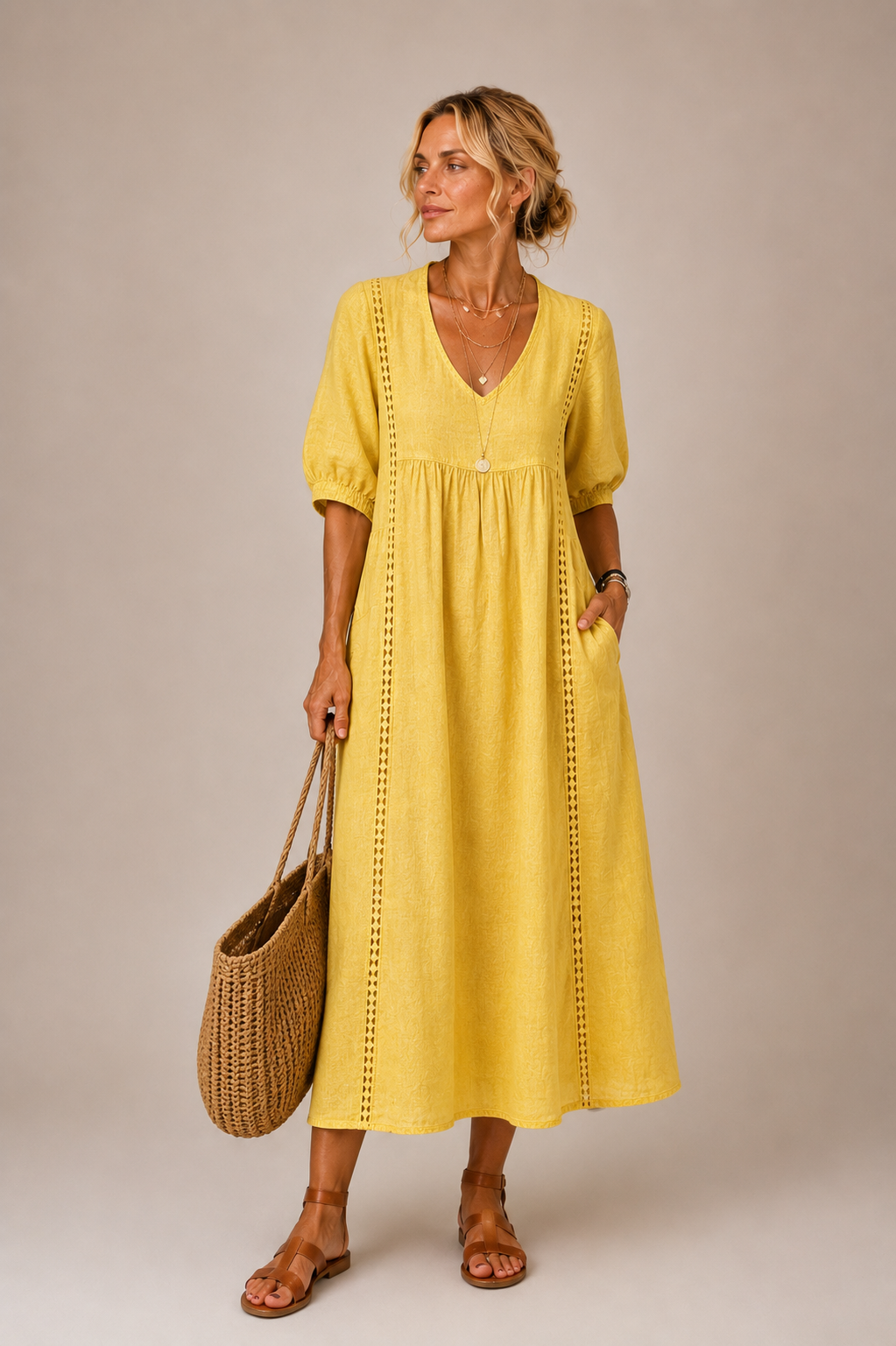 Summer Midi Dress with Pockets