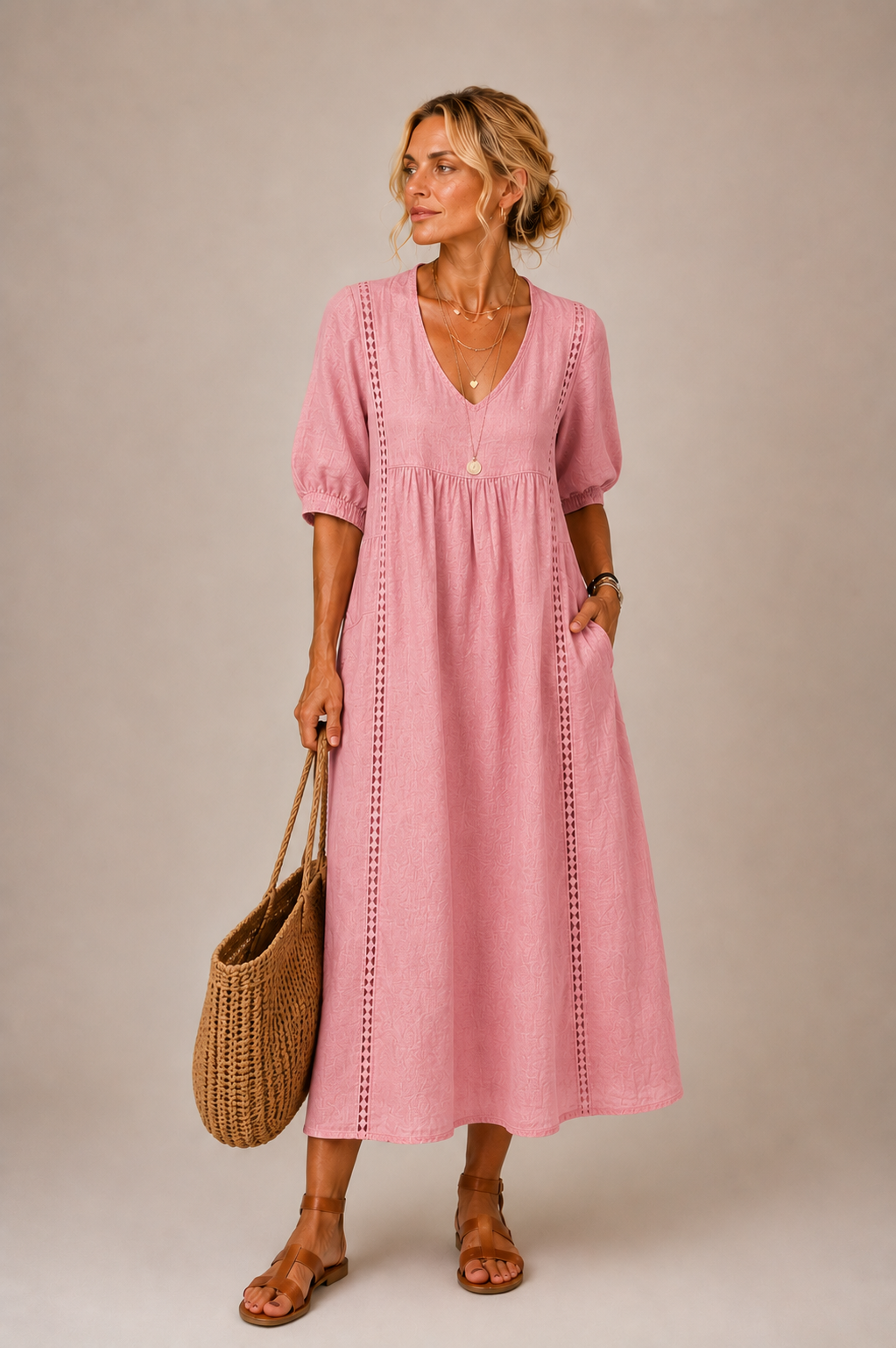 Summer Midi Dress with Pockets