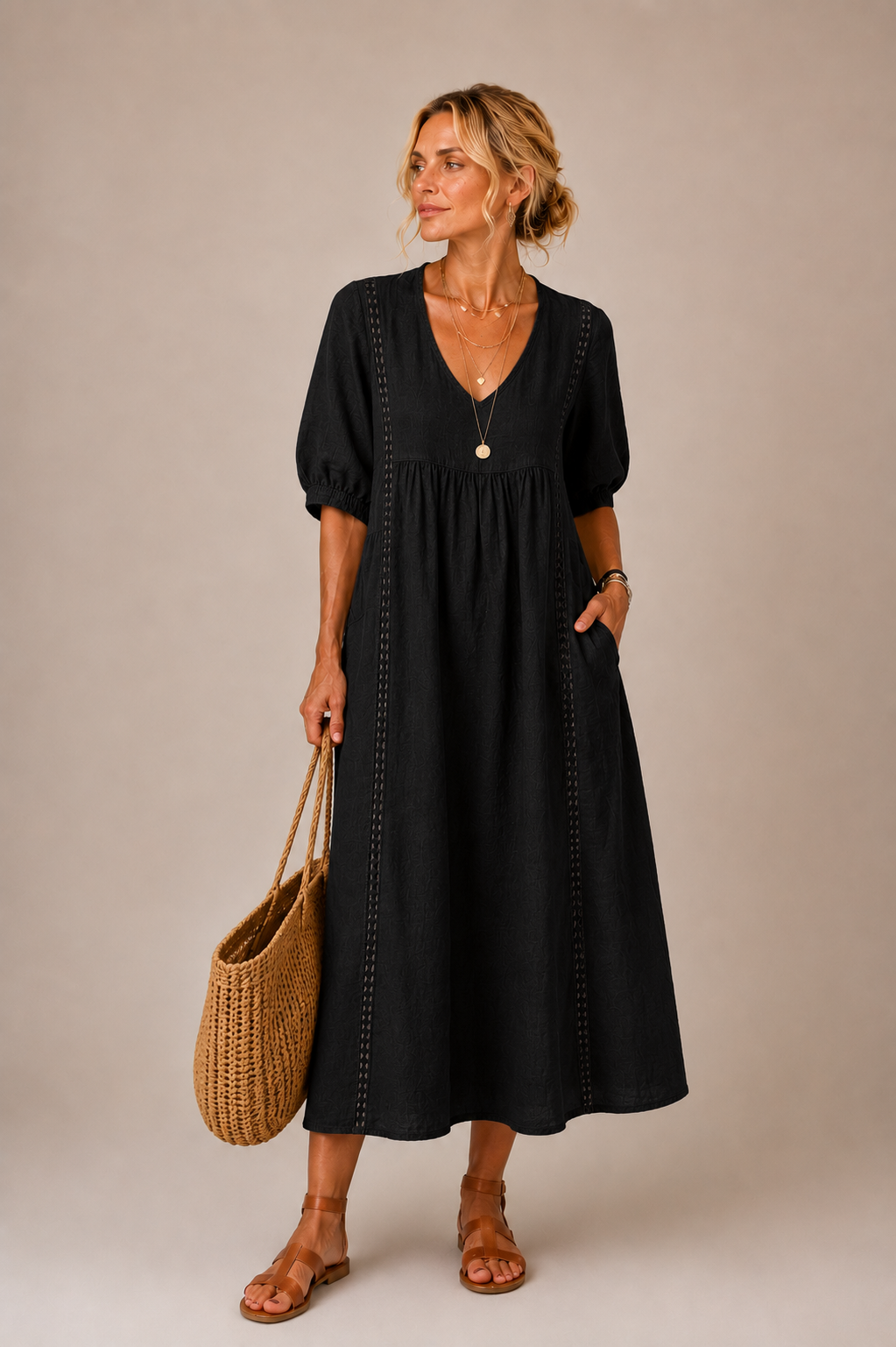 Summer Midi Dress with Pockets