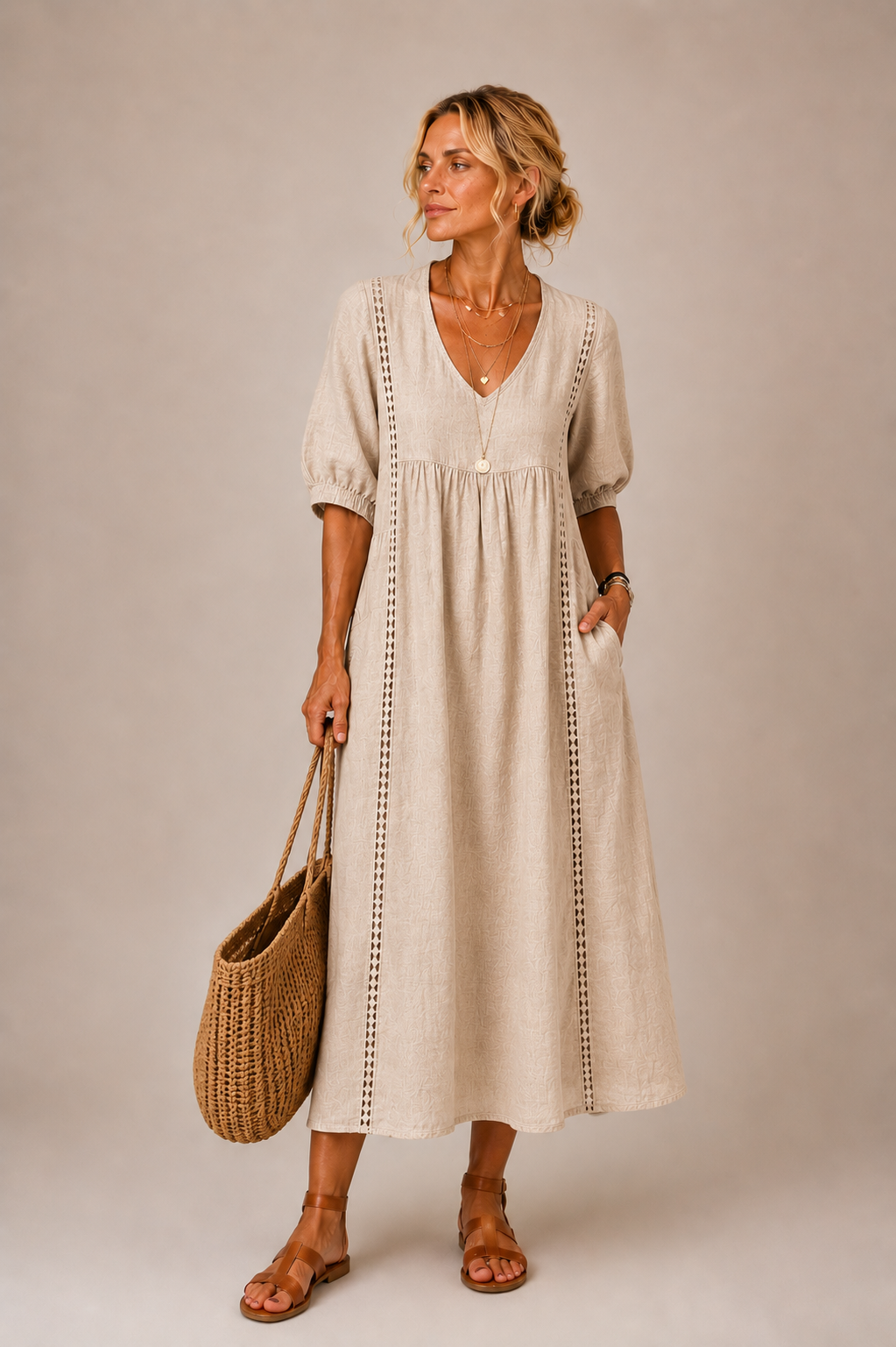 Summer Midi Dress with Pockets