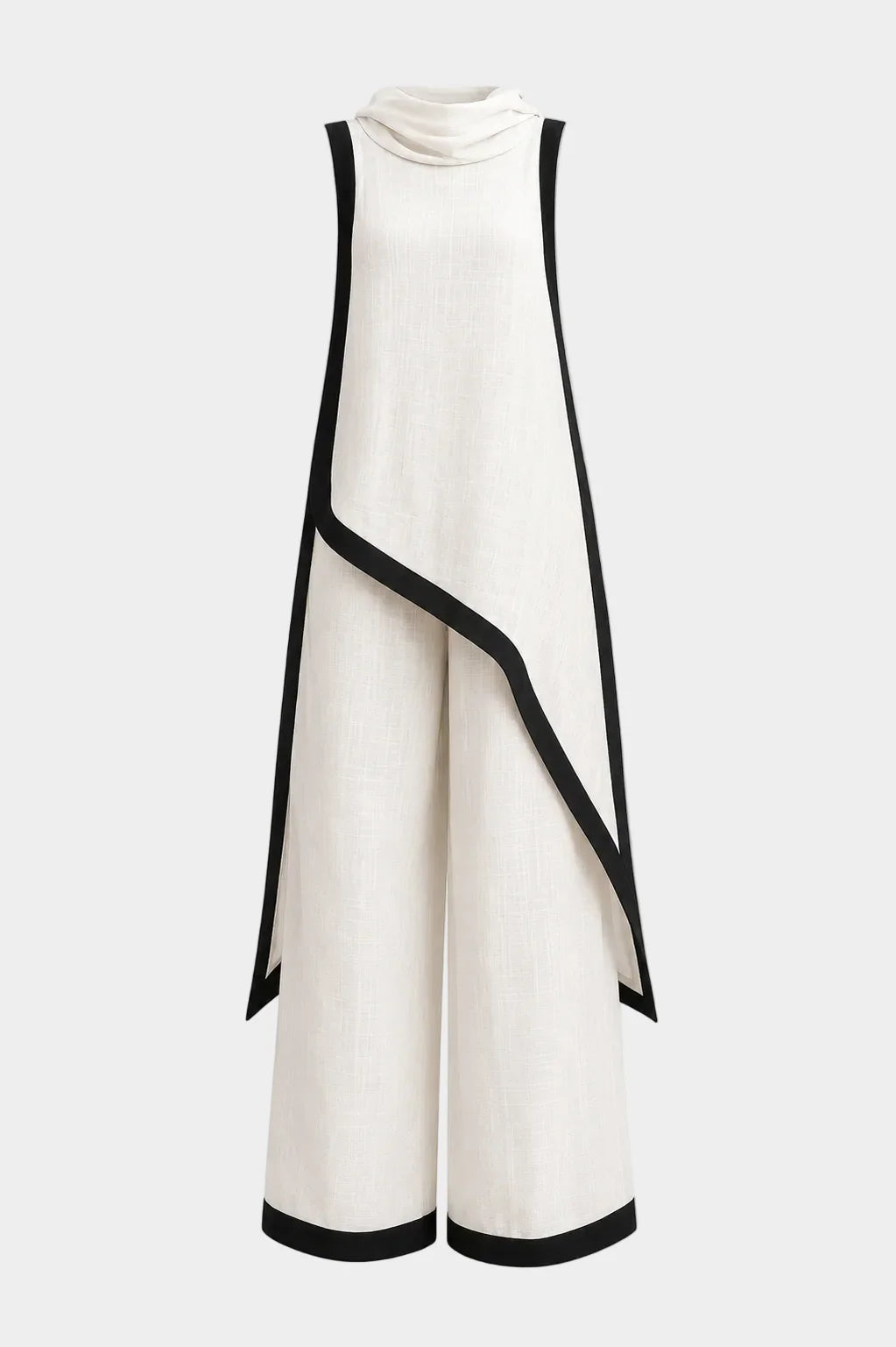 Asymmetric Linen Two-Piece Set
