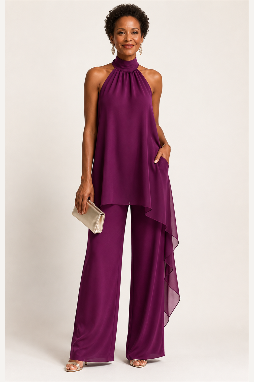 Elegant Halter Top Pants Set