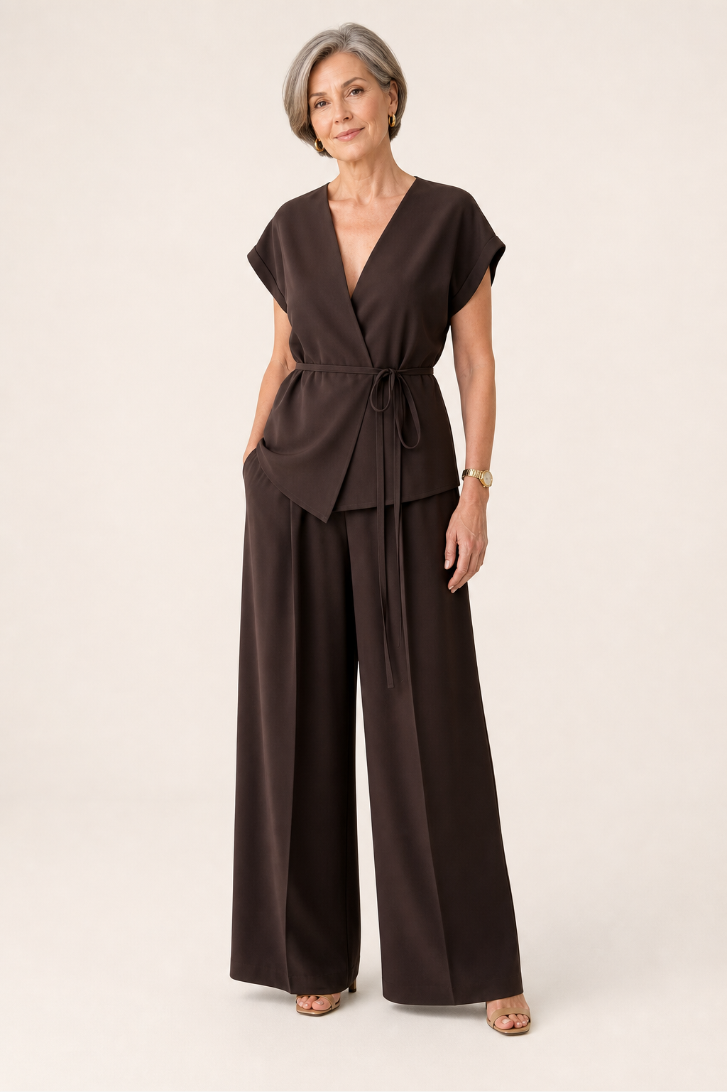 Elena Blouse and Wide-Leg Pants Set