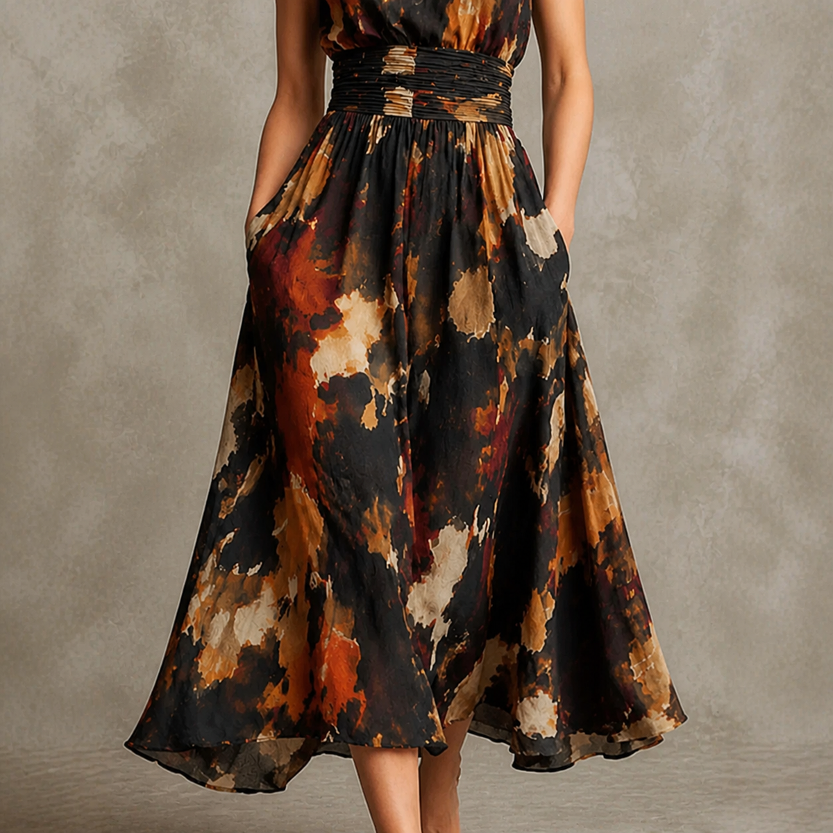 Flared Midi Skirt with pockets