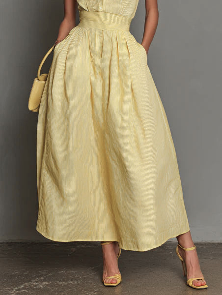 Striped Midi Dress with Pockets